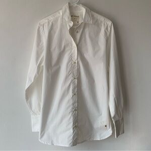 NWT Eterne Cotton Poplin Button Down Up Blouse Shirt Top White